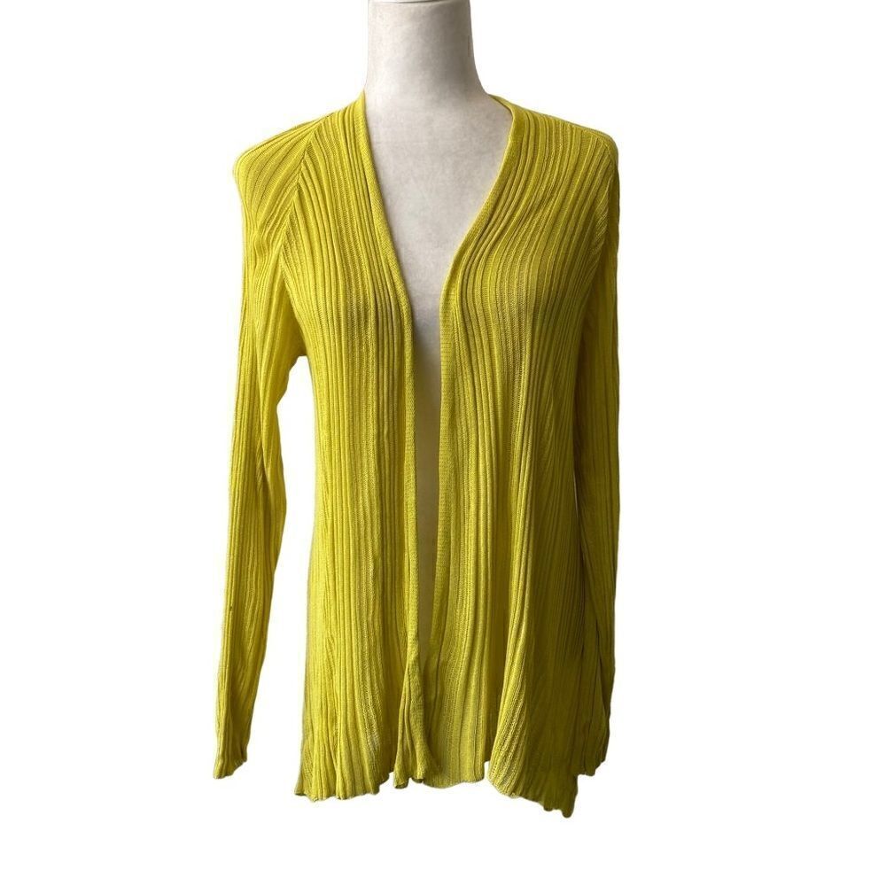 RETRO-ology Open Front Cardigan Lemongrass Butter Yellow Knit SZ M